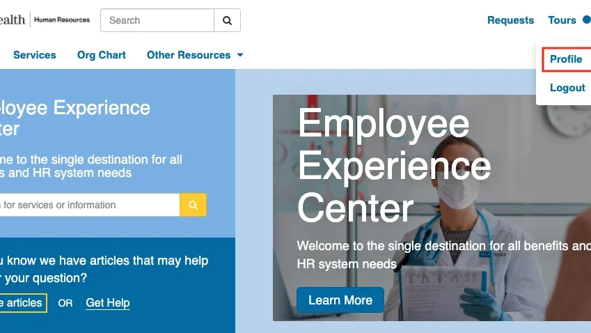 Image of portal to update contact information