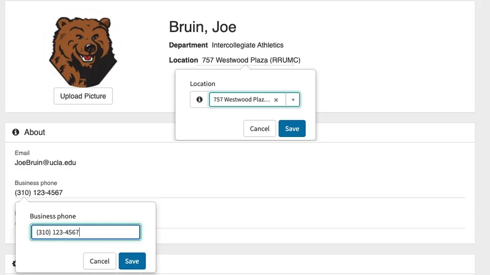 Image of fields to update contact information