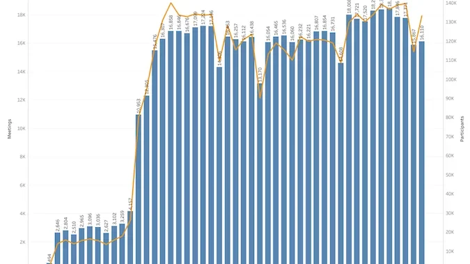 Chart of Zoom statistics within 2020