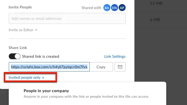Update shared link access window