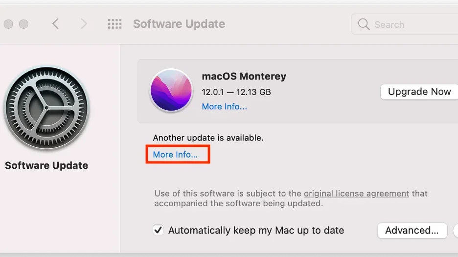 Image of macOS update screen