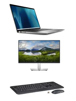 Telework Package containing Dell 14" Standard Laptop, P2422HE Hub Monitor and MK540 Mouse and Keyboard