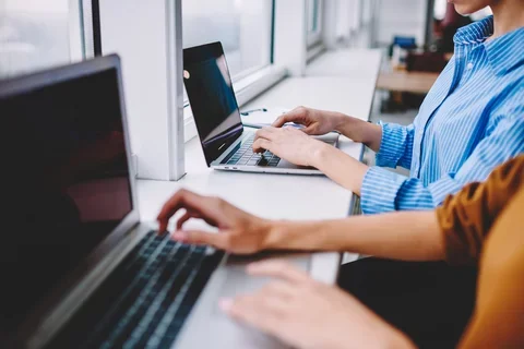 Users sitting using computers