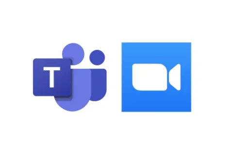 Image of Microsoft Teams and Zoom logos