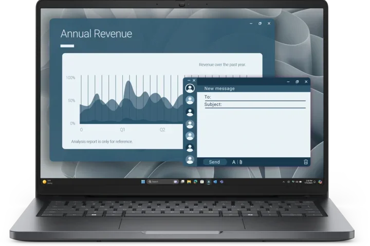 Front view of the Dell Pro 14 laptop 