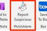 Image of report suspicious button on the Outlook desktop client