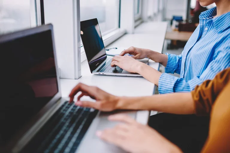 Users sitting using computers