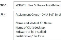 Sample ServiceNow ticket - VDI new software installation