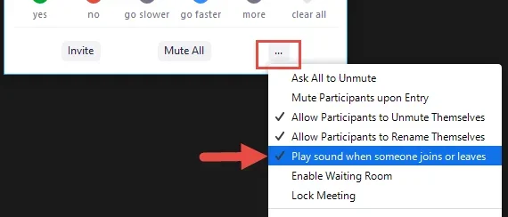 Settings to turn off chime on Zoom for new/exiting guests