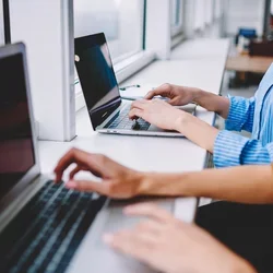 Users sitting using computers