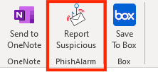 Image of report suspicious button on the Outlook desktop client