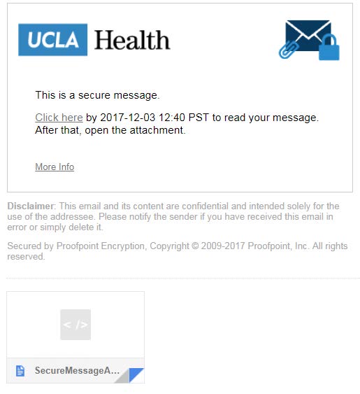 example of a secure message email notification