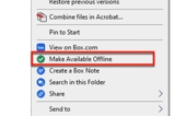 Right clicking a folder on Box Drive will allow you to make it available offline