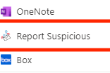 Image of highlighted report suspicious button within OWA ellipses menu