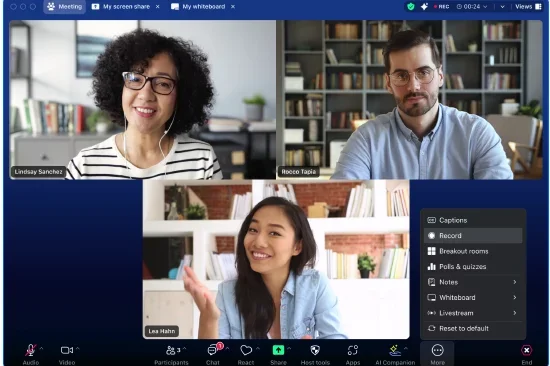 Zoom in-meeting toolbar